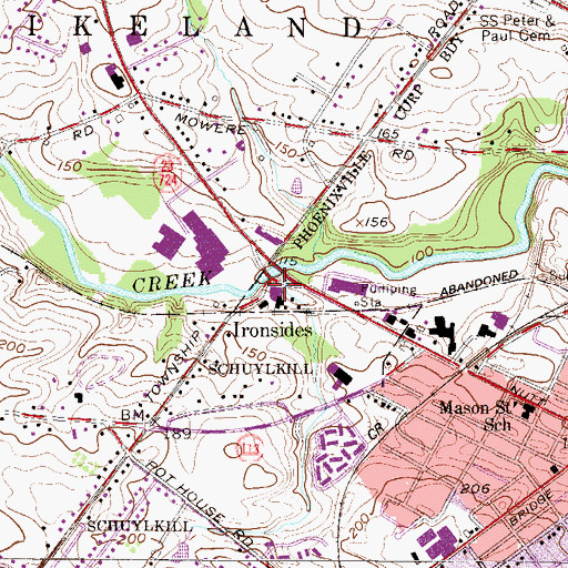 Topographic Map of Ironsides, PA