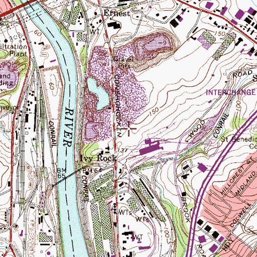 Topographic Map of Ivy Rock, PA