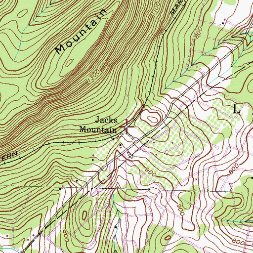 Topographic Map of Jacks Mountain, PA