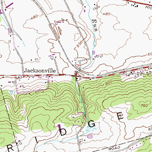 Topographic Map of Jacksonville, PA