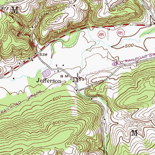 Topographic Map of Jefferson, PA