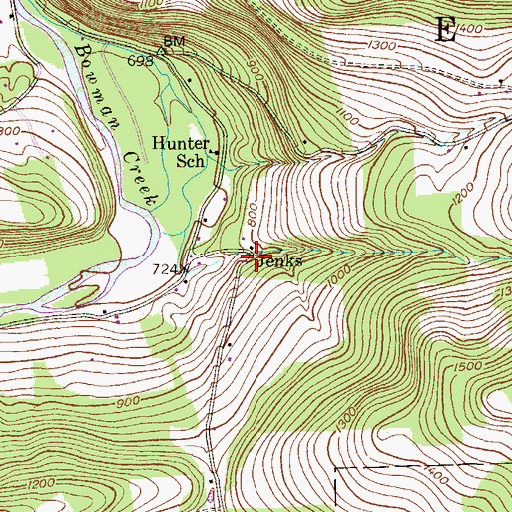 Topographic Map of Jenks, PA