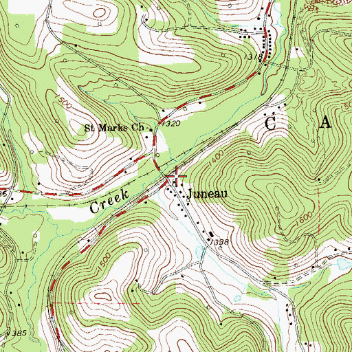 Topographic Map of Juneau, PA