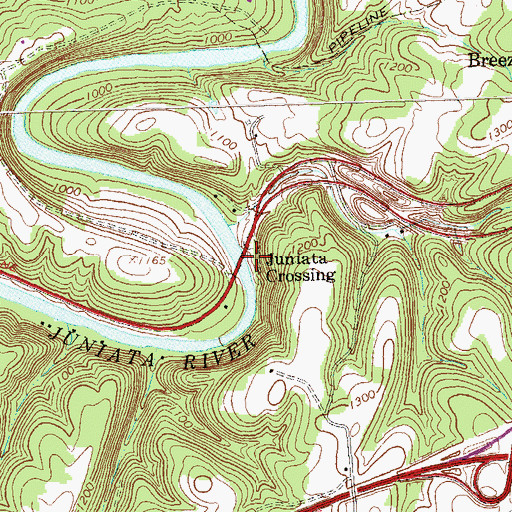 Topographic Map of Juniata Crossing, PA