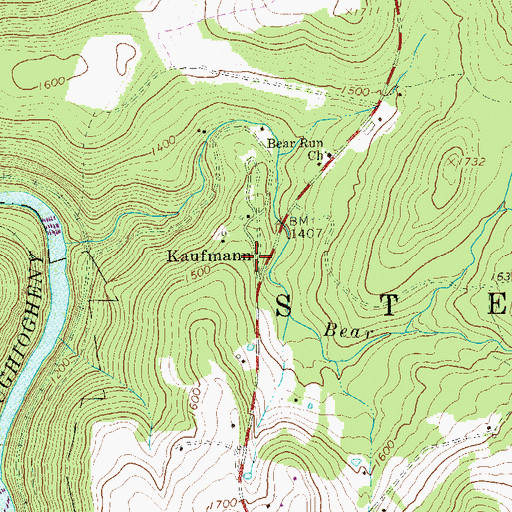 Topographic Map of Kaufmann, PA