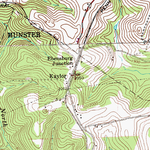 Topographic Map of Kaylor, PA
