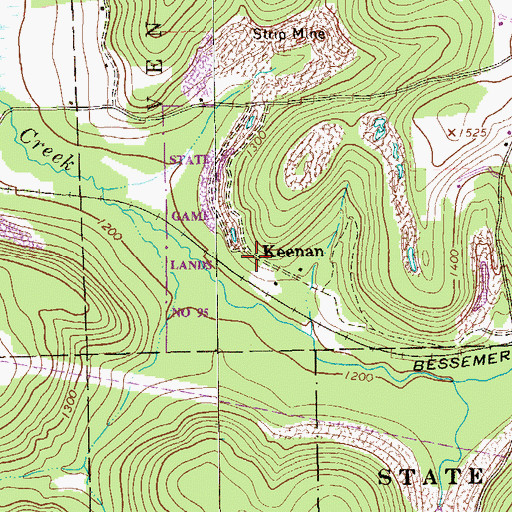 Topographic Map of Keenan, PA