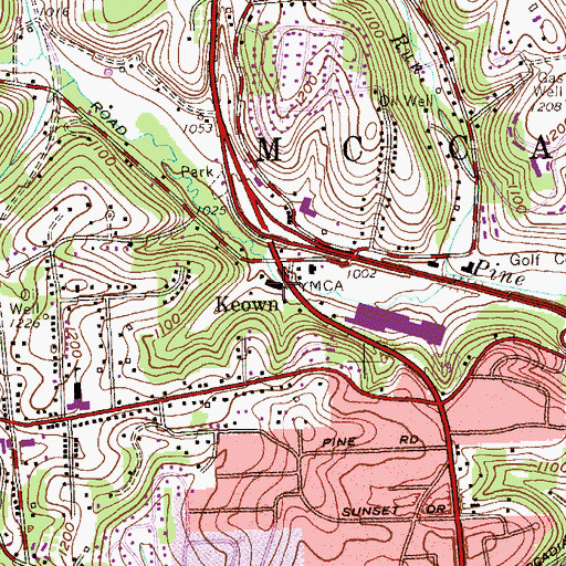 Topographic Map of Keown, PA