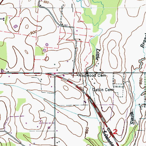 Topographic Map of Hopwood Cemetery, AL