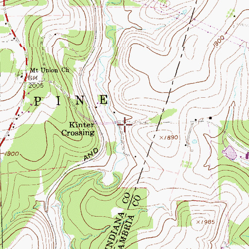 Topographic Map of Kinter Crossing, PA