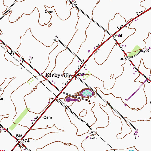 Topographic Map of Kirbyville, PA