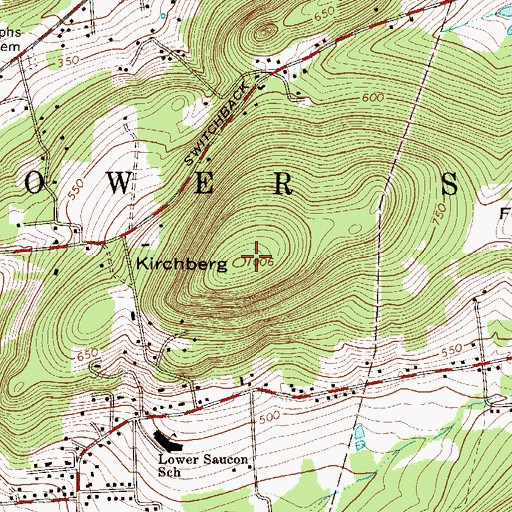 Topographic Map of Kirchberg, PA