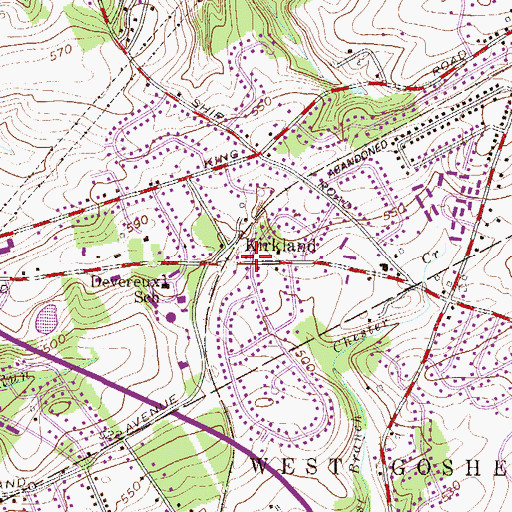 Topographic Map of Kirkland, PA