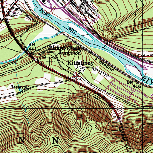 Topographic Map of Kittatinny, PA