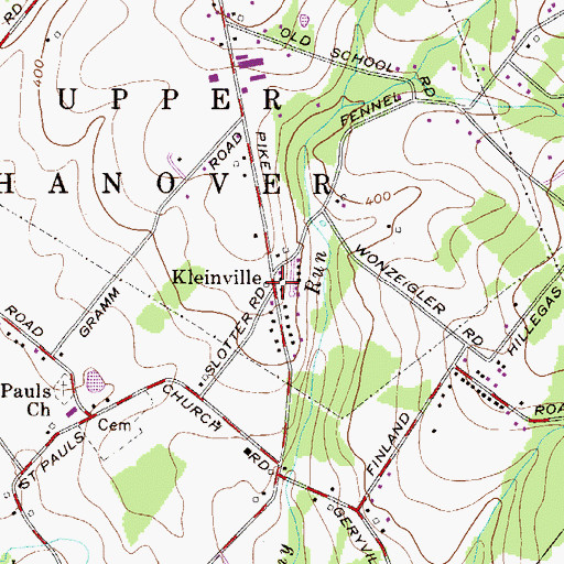 Topographic Map of Kleinville, PA