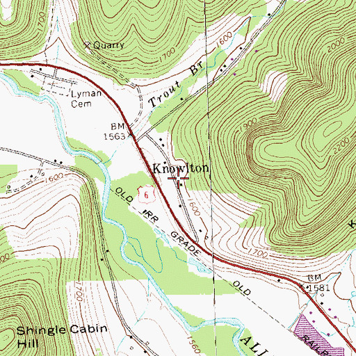 Topographic Map of Knowlton, PA