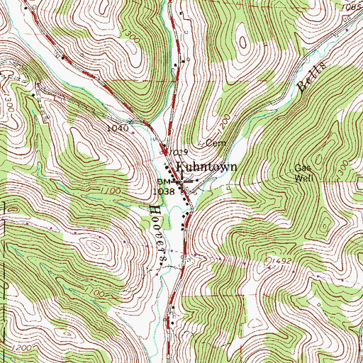 Topographic Map of Kuhntown, PA