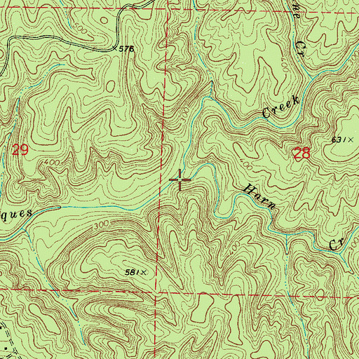 Topographic Map of Horn Creek, AL