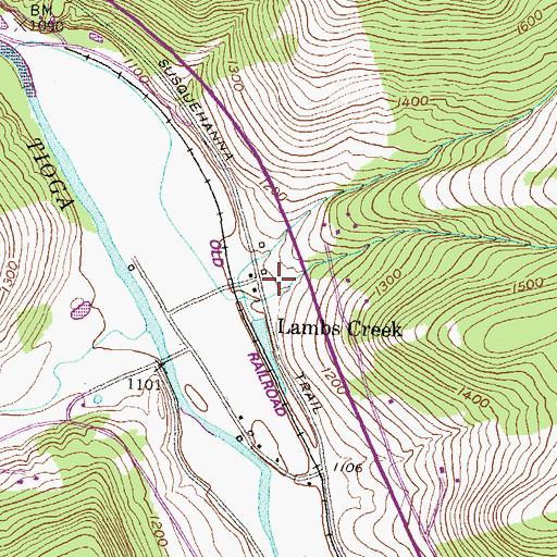 Topographic Map of Lambs Creek, PA