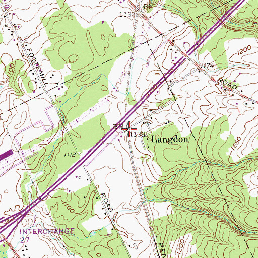 Topographic Map of Langdon, PA
