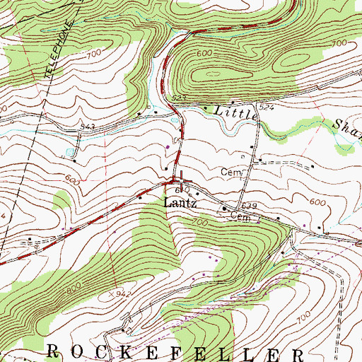 Topographic Map of Lantz, PA