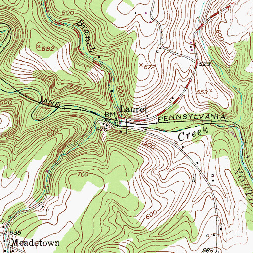 Topographic Map of Laurel, PA