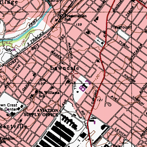 Topographic Map of Lawndale, PA