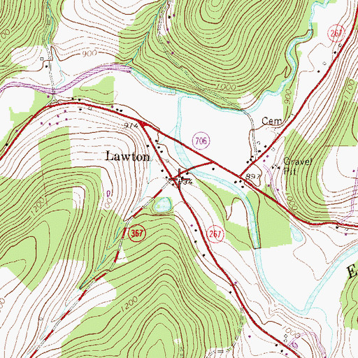 Topographic Map of Lawton, PA