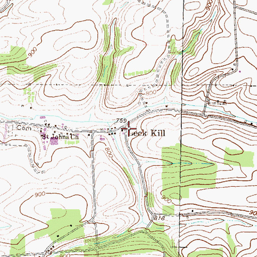Topographic Map of Leck Kill, PA