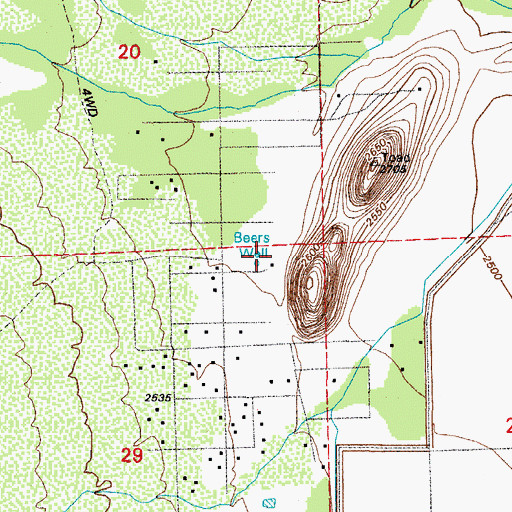 Topographic Map of Beers Well, AZ