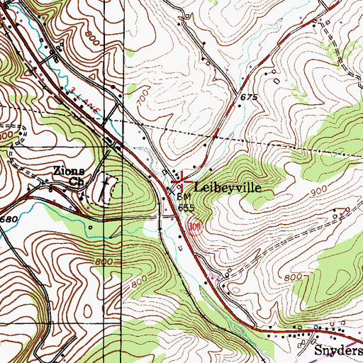 Topographic Map of Leibeyville, PA