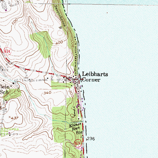 Topographic Map of Leibharts Corner, PA