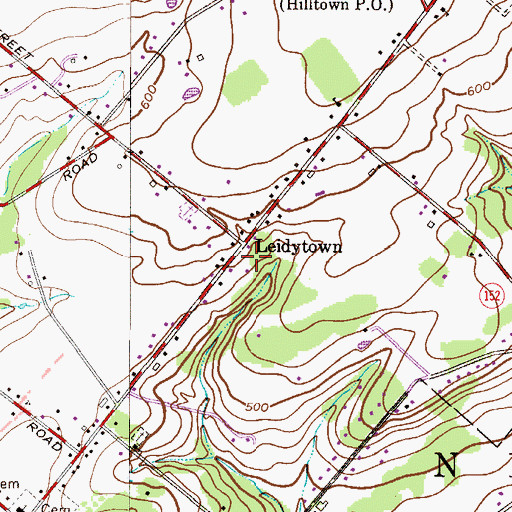 Topographic Map of Leidytown, PA