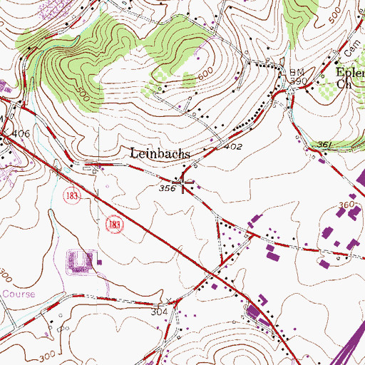 Topographic Map of Leinbachs, PA
