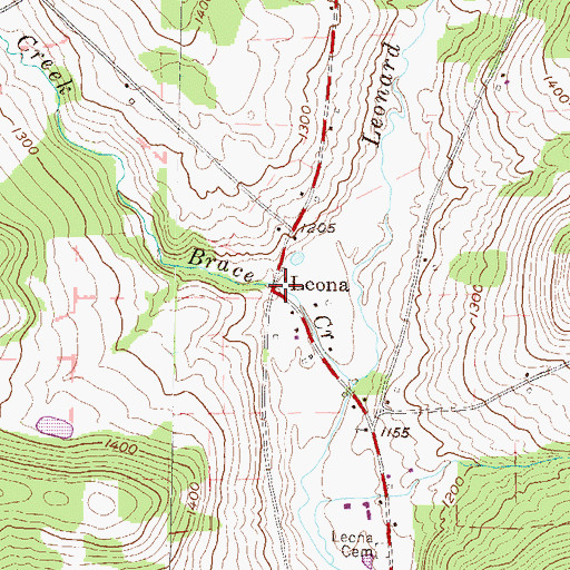 Topographic Map of Leona, PA