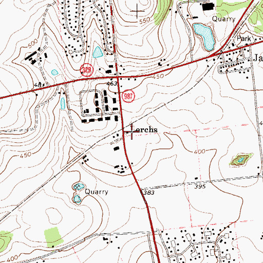 Topographic Map of Lerchs, PA
