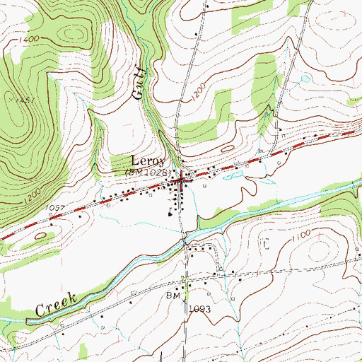 Topographic Map of Leroy, PA
