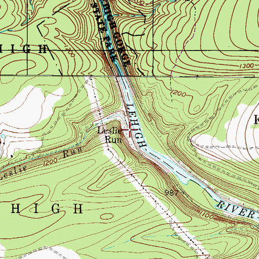 Topographic Map of Leslie Run, PA