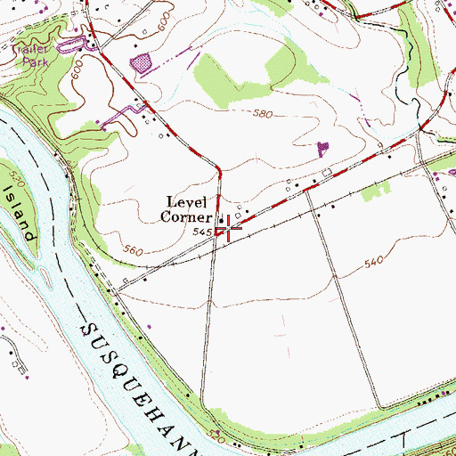 Topographic Map of Level Corner, PA