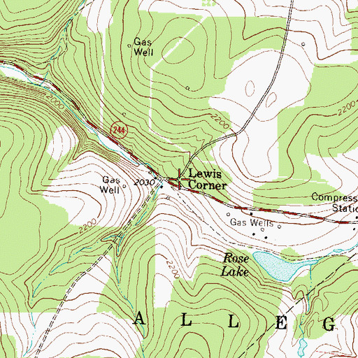 Topographic Map of Lewis Corner, PA