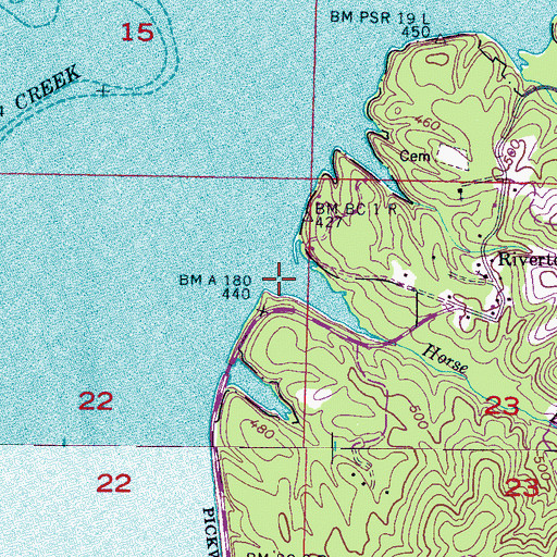 Topographic Map of Horse Branch, AL