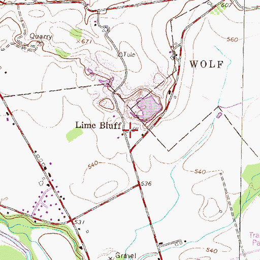 Topographic Map of Lime Bluff, PA