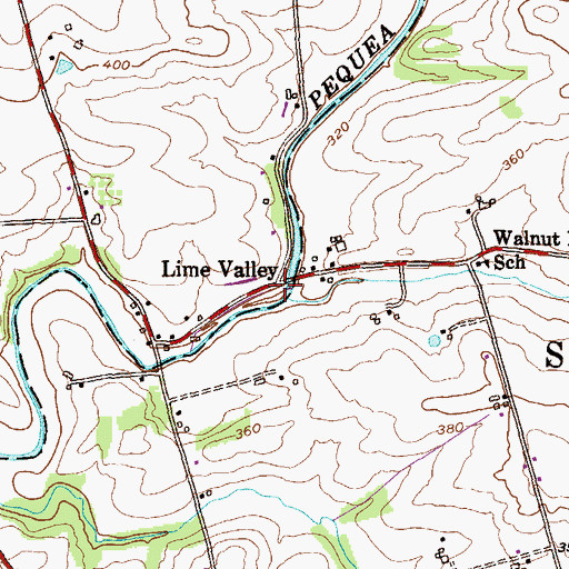 Topographic Map of Lime Valley, PA