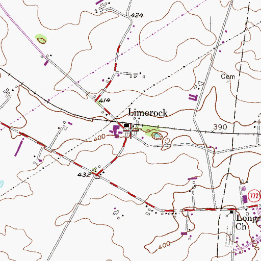 Topographic Map of Limerock, PA