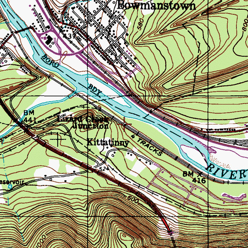 Topographic Map of Lizard Creek Junction, PA
