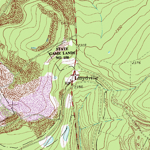 Topographic Map of Lloydville, PA