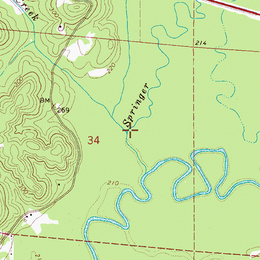 Topographic Map of Horse Creek, AL