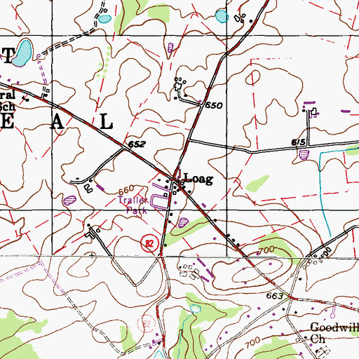 Topographic Map of Loag, PA