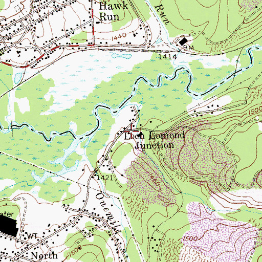 Topographic Map of Loch Lomond Junction, PA