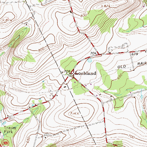 Topographic Map of Lochland, PA